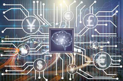 Fintech 連接和人工智能的大腦技術(shù)在交易圖上的城市背景。顯示 cryptocurrency 或數(shù)字貨幣, Fintech